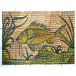 Roman Mosaic Art Fish 15 tile Ceramic Wall Mural  