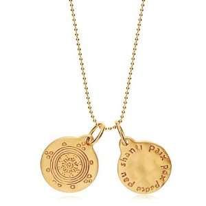  Eightfold Wheel & Shanti Charm Necklace with 24 Karat Gold 