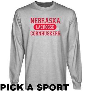   Cornhuskers Ash Custom Sport Long Sleeve T shirt  