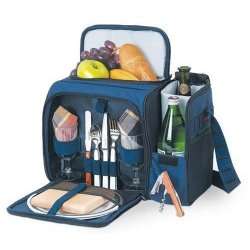 Picnic Time Malibu Insulated Shoulder pack w/dlx picnic service for 2 