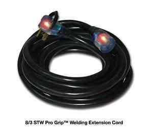   50A Pro Grip Lighted Welding Extension Cord Right Angle Plug UL/cUL