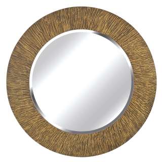 Benton 33 in Round Striated Black and Tan Wall Mirror  