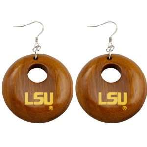 NCAA Dayna U LSU Tigers Round Wooden Earrings  Sports 