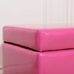 Pink Patent Leather Bench Storage Ottoman  