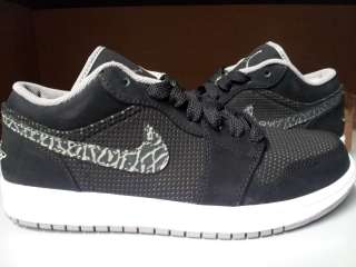   ] Mens Air Jordan 1 Phat Low Black Light Charcoal White Sneakers 2011