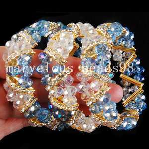AB White Clear Blue Crystal Beads Bracelet G1503  