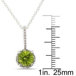 Sterling Silver Peridot and Diamond Accent Necklace (I J, I3 