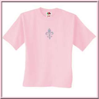 Rhinestones Teal Fleur De Lis French Provencial T Shirt S,M,L,XL,2X,3X 