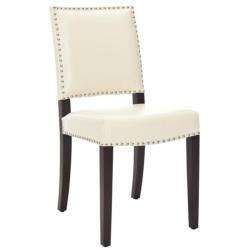 Broadway Cream Leather Nailhead Side Chair  