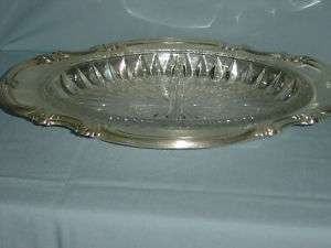 Silver Plate Serving Dish with Lead Glass Insert  