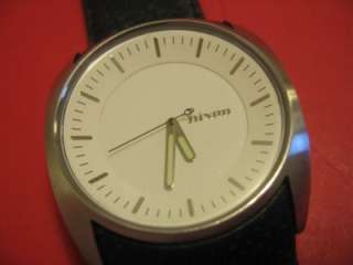 Nixon Wrist Watch The Esquire Silver / White w/ Black Leather Band 30M 