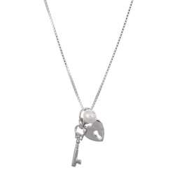   Freshwater Pearl Key and Heart Necklace (5 5.5 mm)  