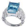 De Buman 18k Gold and Silver Blue Topaz and Cubic Zirconia Ring Today 