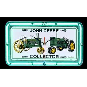   Deere Tractor Truck Green Neon License Plate Clock