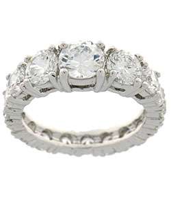 Charles Winston Silver Five stone CZ Eternity Ring  