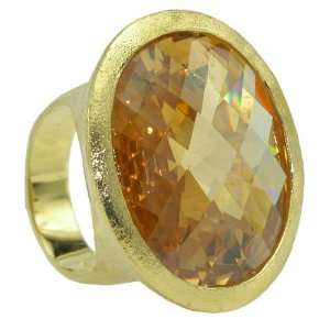  Large Champagne Checkerboard CZ in Gold Jewelry