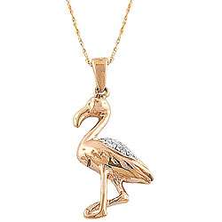 10k Pink Gold Diamond Accent Flamingo Necklace  