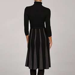 London Times Womens 3/4 sleeve Turtleneck Dress  