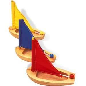  Natural Wood Sailing Boat (assorted colors) Toys & Games