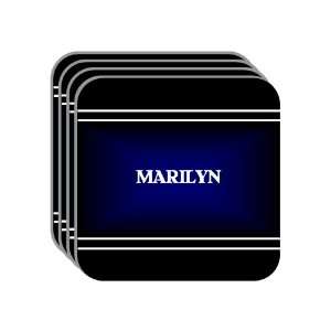 Personal Name Gift   MARILYN Set of 4 Mini Mousepad Coasters (black 