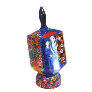  Jumbo Wooden Dreidel with Display Stand   Floral Love 