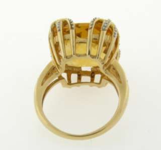 Antique Art Deco Citrine Diamond 14k Yellow Gold Ring  