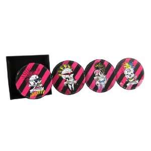  Scratch and Dent Ed Hardy PUNKED Skull Leather Coasters 