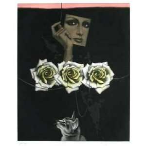 Trois Roses et Un Chat by Yoshiko Arai, 19x22 