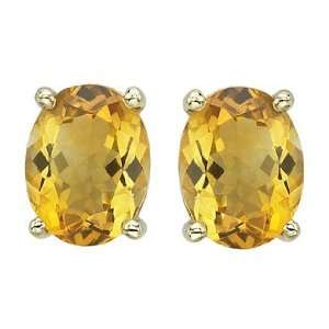 14K Yellow Gold Genuinely Classic Oval Shaped Yellow Citrine Four 