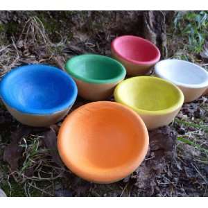  Wooden Rainbow Bowls (Set of Six) Toys & Games