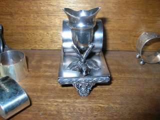 antique American silver/silverplate figural napkin ring w bud vase 