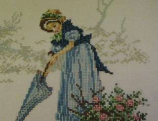Complete counted cross 54 stitch Young girl in blue flower E  