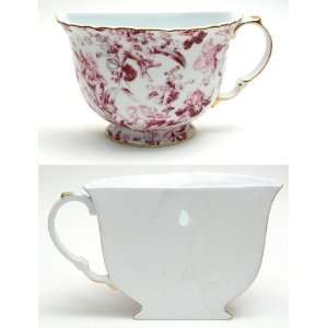  Porcelain Tea Cup Wall Pocket   Red Floral
