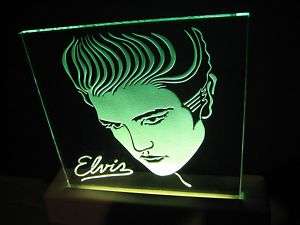 Elvis Presley 1980s etched glass light up profile MINT  