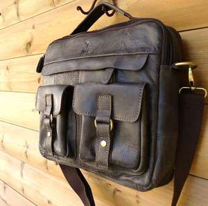 Genuine Leather Shoulder Satchel Bag handbag vintage tab man 13 laptop 
