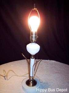 Mid Century Modern Atomic White Hobnail Milkglass LAMP  