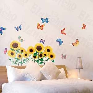 HEMU HL 5844   Sunflowers & Butterfly   Large Wall Decals Stickers 