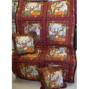  Deer Quilted Throw 42x70 with 2 16 zippered Throw 