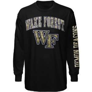 Wake Forest Demon Deacons Big Arch & Logo Long Sleeve T Shirt   Black 