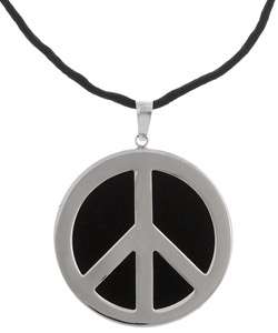 14k White Gold Onyx Peace Necklace  