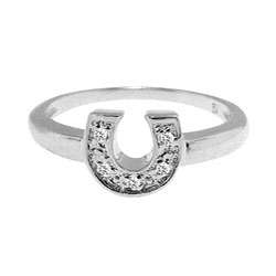 Sterling Silver Diamond Accent Horseshoe Ring (H I, I3)   