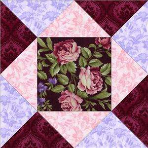   Pink Burgundy Violet Floral Rose Pre cut Quilt Kit Fabric Tri  