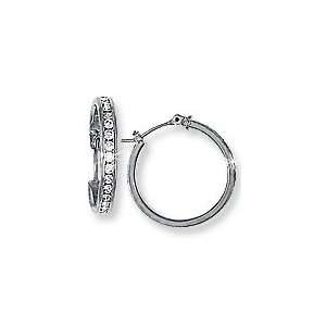  925 Sterling Silver CZ Simulated Diamond Hoop Earrings 