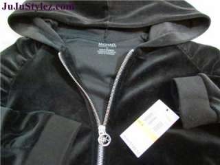   Womens Black&Grey Velvet Hoodie Jacket & Pants Set sz S M NWT  