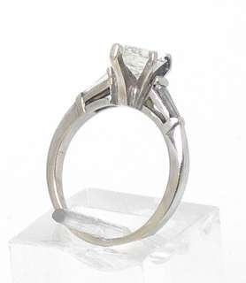 14k WHITE GOLD 1.03 ct DIAMOND SOLITAIRE & ACCENTS RING  