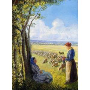  Oil Painting Shepherdesses Camille Pissarro Hand Painted 