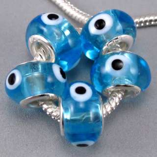10pc Evil Eye Blue Murano Glass Beads.Fit Bracelet ☆G54  