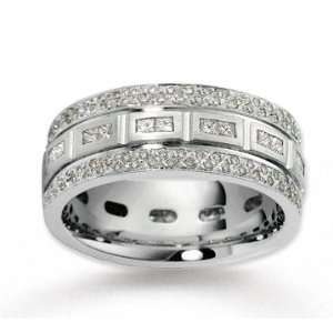   18k White Gold Sophisticated 1.51 Carat Diamond Wedding Band Jewelry