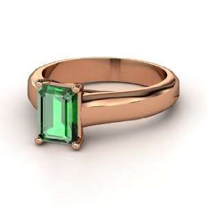    Cut Solitaire Ring, Emerald Cut Emerald 18K Rose Gold Ring Jewelry