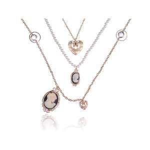   Multiple Layer Lady Cameo Carved Heart Taylor Dress Necklace Jewelry